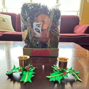 NWT Spiced Cinnamon potpourri & candlestick holders